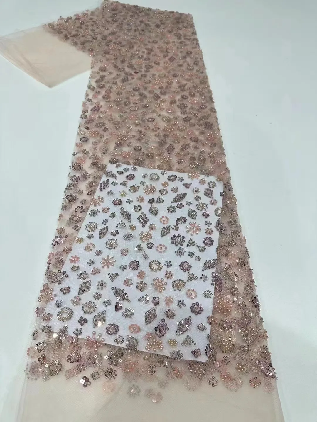 

Green Nigerian Net Lace Fabric With Beads Sequins High Quality African Lace Fabric French Tulle Lace Materials for Wedding