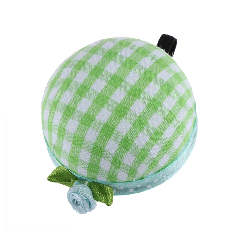 Plaid Grids Needle Sewing Pin Cushion Wrist Strap Tool Button Storages Holder FO 