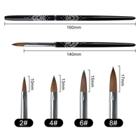 BQAN New Design 4-8# Heart Shape Glitter Black Metal Handle Pure Kolinsky 3D Nail Art Brush 2