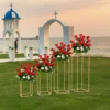 4Pcs Metal Plating Floral Decor Vase Floor Column Stand Road Lead Wedding Supply  Bouquet Holder 3