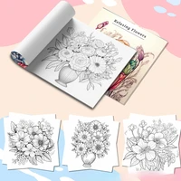 Colorful Flower Coloring Hand Drawn Book Colored Pencil Crayon Stress Relieving Children's Coloring Book 2