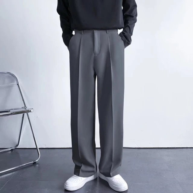 Men's Luxury Draped Baggy Suit Pants Casual Button-down Solid Color  Straight Premium Elegant Dress Pants 2024 New - AliExpress