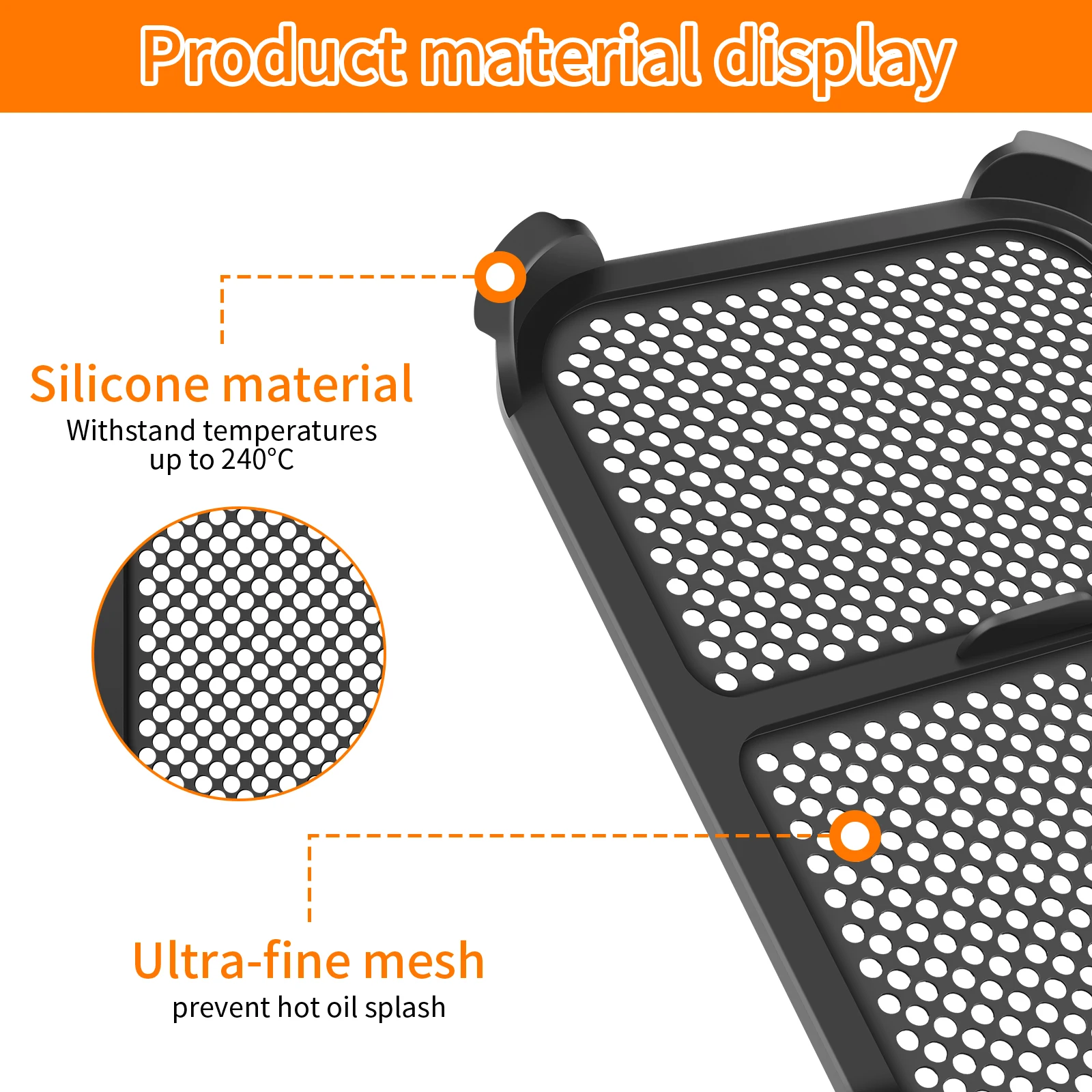 Air Fryer Splash Guard for Ninja AF300 Models Reusable Air Fryer Liners Silicone Air Fryer Splash Pad Shield Baking Accessories