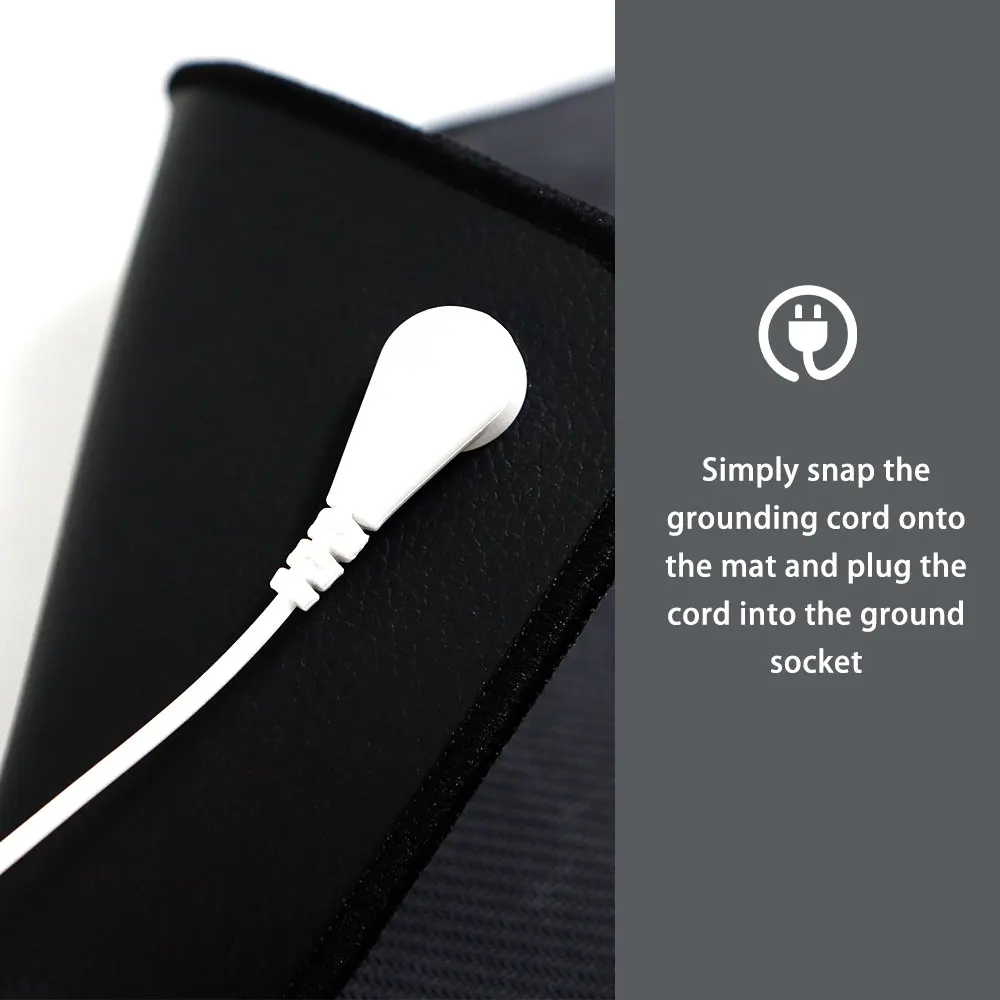 Grounding Mat Mouse Pad Conductive Vegan Leather 15 FT Connection cord Included for Home office Earth Connected Wellness Balance