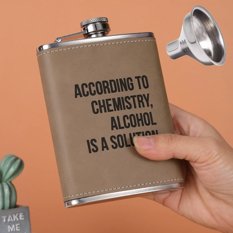 

Portable Vodka Hip Flask 8oz Funnel Stainless Steel Khaki PU Spirits Cup Fishing Camping Flagons Liquor Whiskey Bottle Men Gift