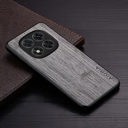 Luxury Bamboo Wood Pattern Leather Phone Case - Premium Cover for Redmi note 14 pro 4G (Light Gray)