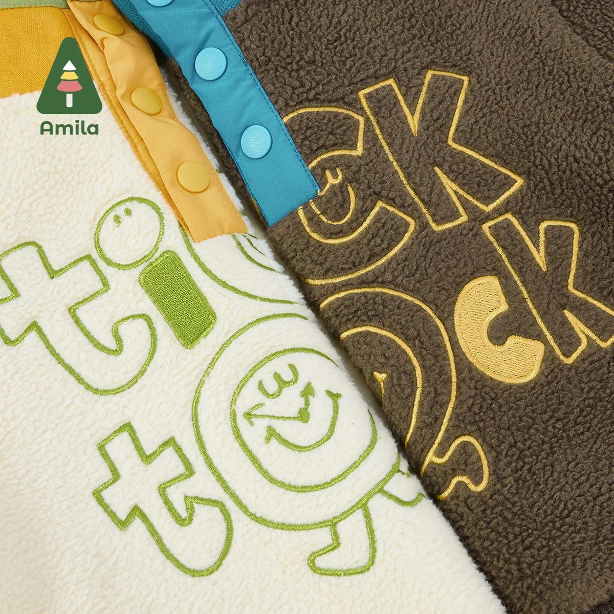 Amila Baby Boy Hoodie Winter New Multicolour Stand Collar Fleecing Soft Cosy Embroider Baby Clothing