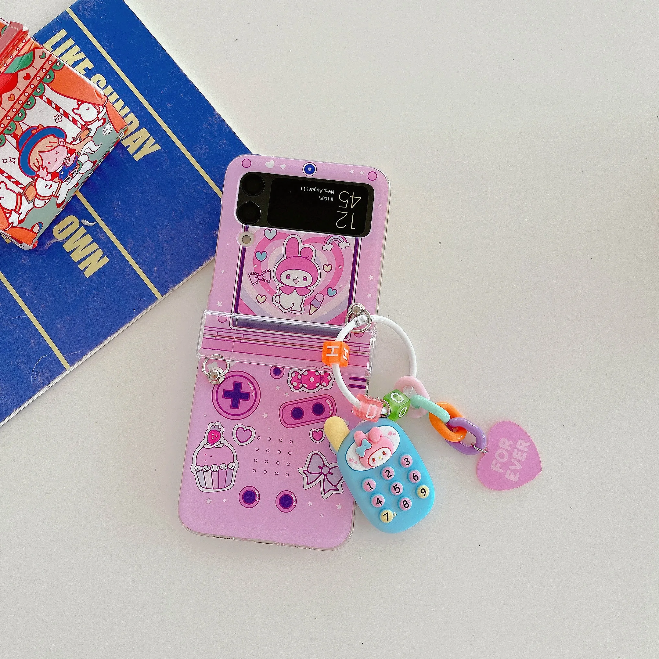 Фото Sanrio kuromi my melody 3D украшения браслет чехол для телефона Samsung Galaxy Z Flip 3 4 5 5G ZFlip3 ZFlip4 ZFlip5 Flip3 Flip4 №4