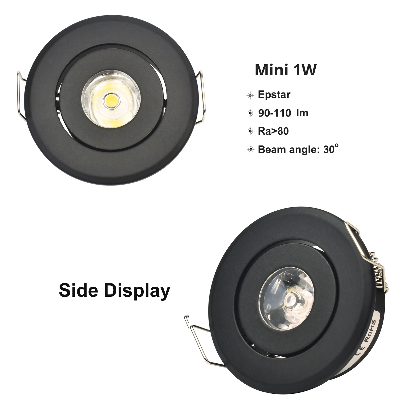 미니 1W COB 3W 블랙 마감 LED 다운라이트 오목한 스팟 천장 조명 컷 40-45mm, 전체 알루미늄, 10 개