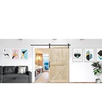 42" x 96" Unfinished Supported Multi-Section Barn Door With 8' Sliding Door Hardware Kit Double-Sided Simple Assembly Required 2