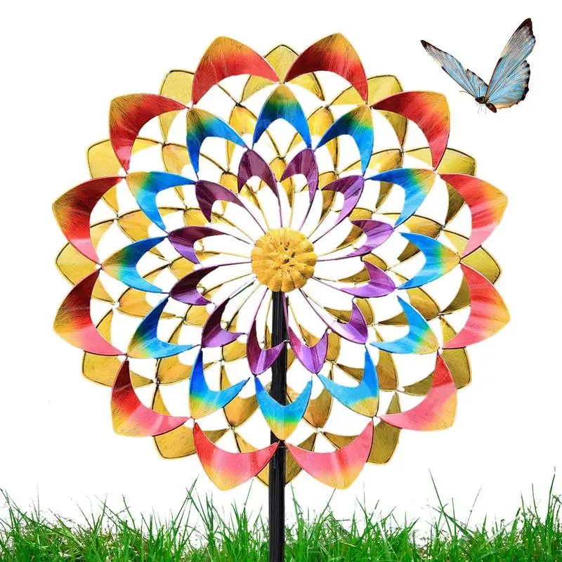 

Rotation Wind Spinner Harlow Rotating Spinner Reusable Metal Wind Sculpture Gardening Plug Garden Decoration Iron Windmill For