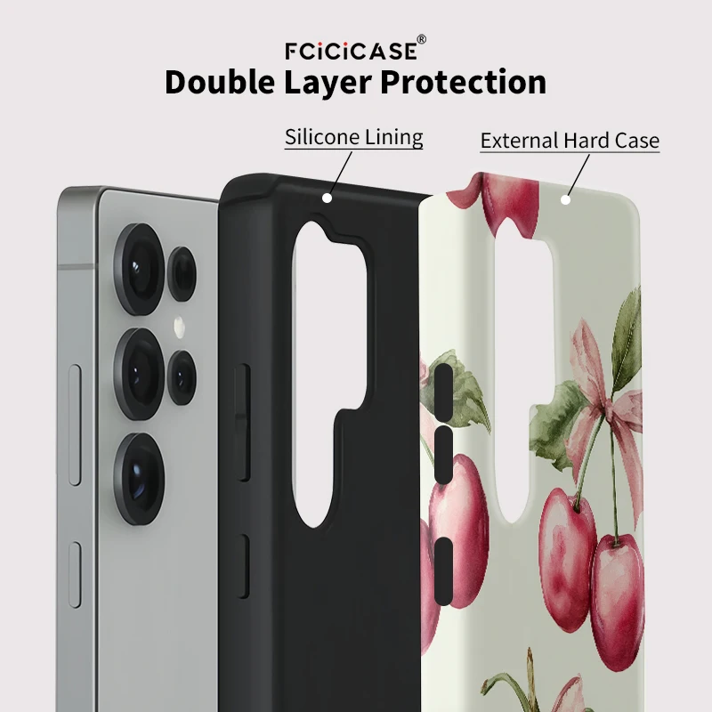 Shockproof Silicone Matte Case with Bow Knot Cherry Pattern