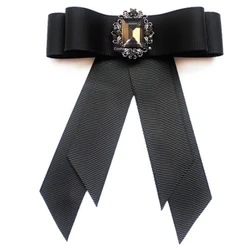 Vintage Elegant Women's Pre-Tied Pearl Ribbon Brooch Bow Tie (9)