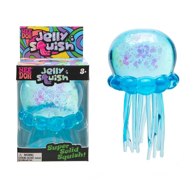 Nee Doh Jellyfish & Cube Squish Toy, Squeeze Stress Relief Toy, Sensory NeeDoh for Kids & Adults