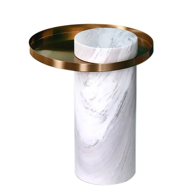 

Современный роскошный золотистый мраморный боковой столик из нержавеющей стали для гостиной