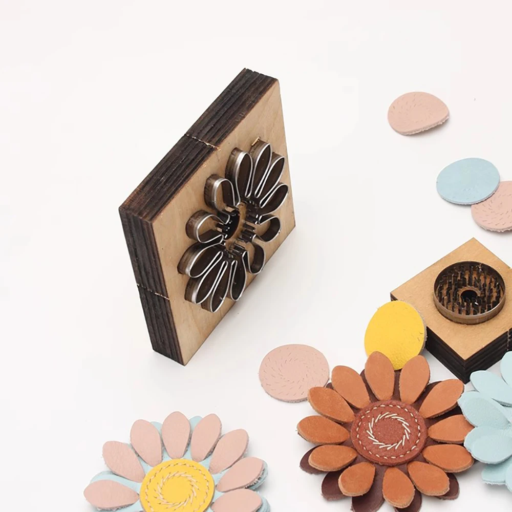 Flower Shaped Leather Cutter Hollow Dies Set Steel Die Punch Flower Shaped Hand Cut Alloy Handicrafts Hole Punch 40 30 40 Cutting For