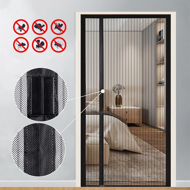 Filet anti-moustiques magnétique, collants de porte anti-moustiques, rideau de fenêtre, écran de porte anti-insectes, rideaux à fermeture automatique 4