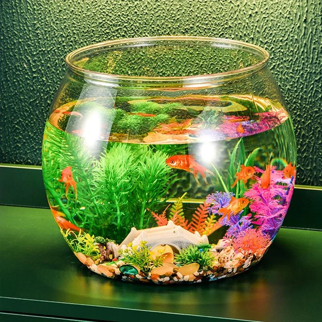 1pc Clear Plastic Fish Bowl Round Fish Tank Mini Aquarium Tank