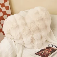 A Stylish Heart-Shaped Faux Fur Pillow - Machine Washable, Multi-Purpose 3D Bubble Velvet Decorative Cushion, Filled With 2