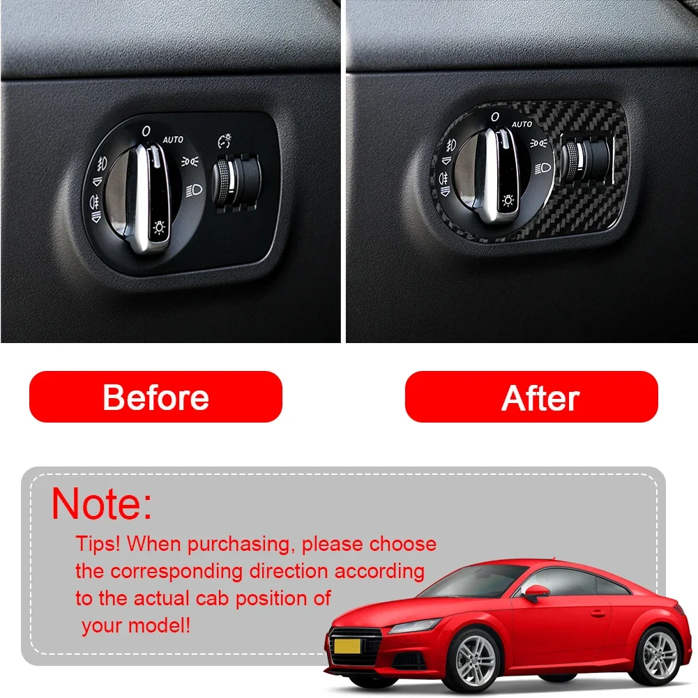 Carbon Fiber Car Headlight Switch Button Frame Cover Trim Interior Sticker For Audi TT MK1 8N 8j MK123 2008-2014 Accessories