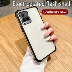 Shiny Glitter Plating Silicone Back Cover with Camera Lens Protection for Vivo Y21 (4jfs black)