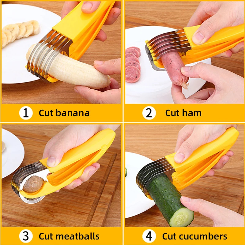 Fruit Cutter Yellow Banana Slicer Green Cut Sausage Multi Slicer Salad Ham