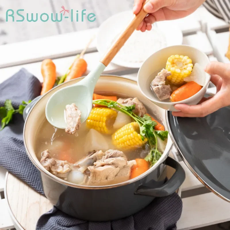 

3.5L Enamel Binaural Soup Pot Large Capacity 24cm Soup Pot Induction Cooker Gas Enamel Household Binaural Stew Pot Thickening