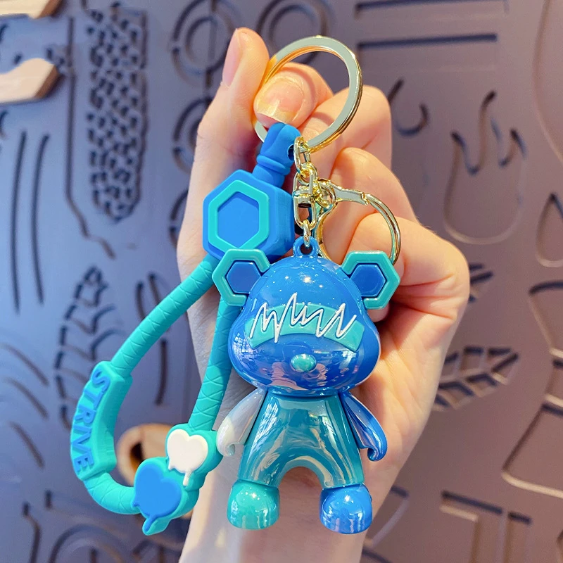 Trendy Cool Bear Doll Anime Keychain For Men, Exquisite Key