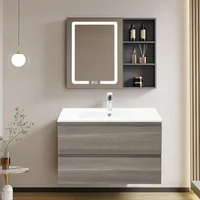 Bathroom Vanity Wall Mounted Floating Vanity Two Drawers Storage Cabinet with Ceramic Integrated Sink 2
