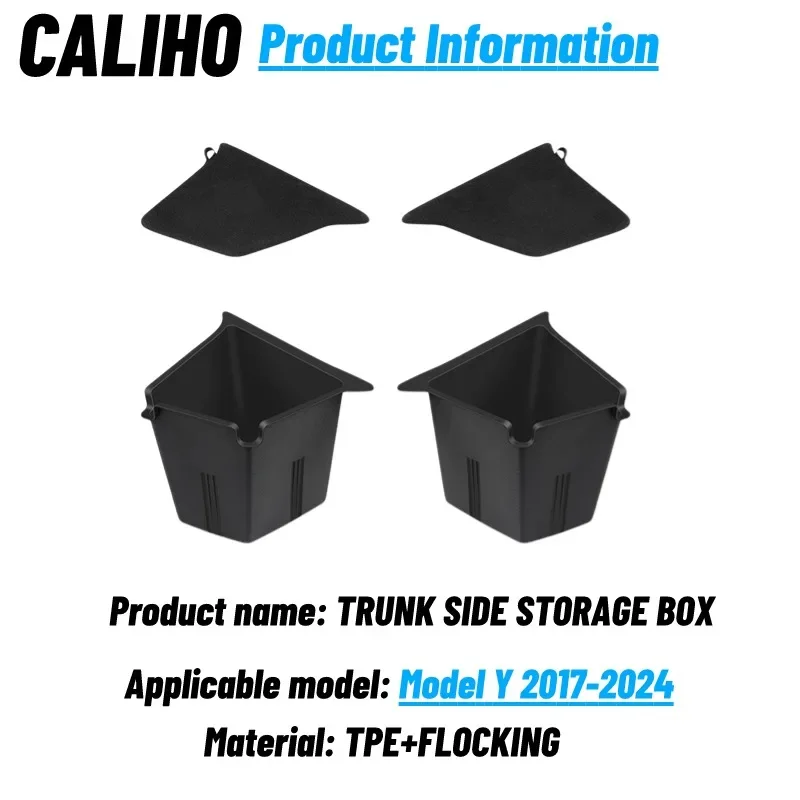 Car Trunk Side Storage Box for Tesla Model Y-24 Hollow Cover Organizer Flocking Mat Partition Board Stowing Tidying