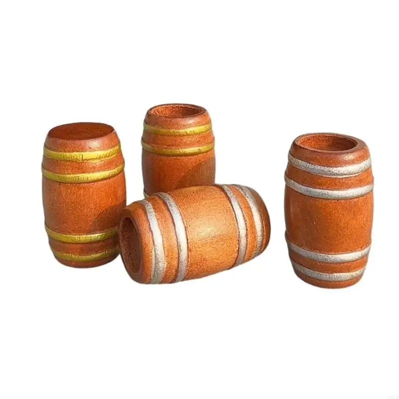 Mini-Bierfässer aus Holz für Puppenhäuser, Barszene, Dekoration, Bierfestivals und Partys, Naturholz A2UB – Detail 10