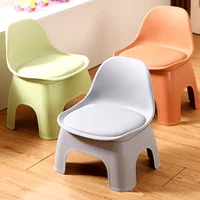 Backrest Small Chair, Silent Children's Stool, Circular Folding Stool, Thick, Portable, Compact, Durable with Backrest 2