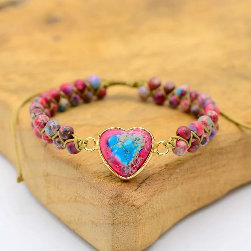 

Rice bead bracelet Natural stone Design Originality Hand knitting Bohemia Heart-shaped Adjustable Fashion Simple Beaded bracelet