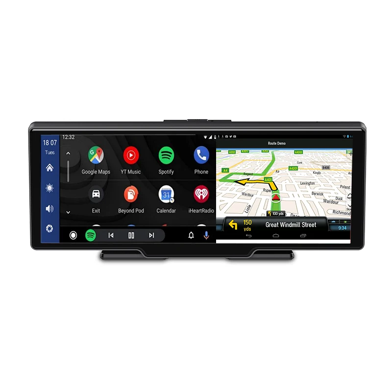 

CP26-A 10 дюймов 2K + 1080P видеорегистратор автомобильный DVR Carplay Android Авто WIFI bluetooth Голосовое управление временем Laspe G-Датчик навигации