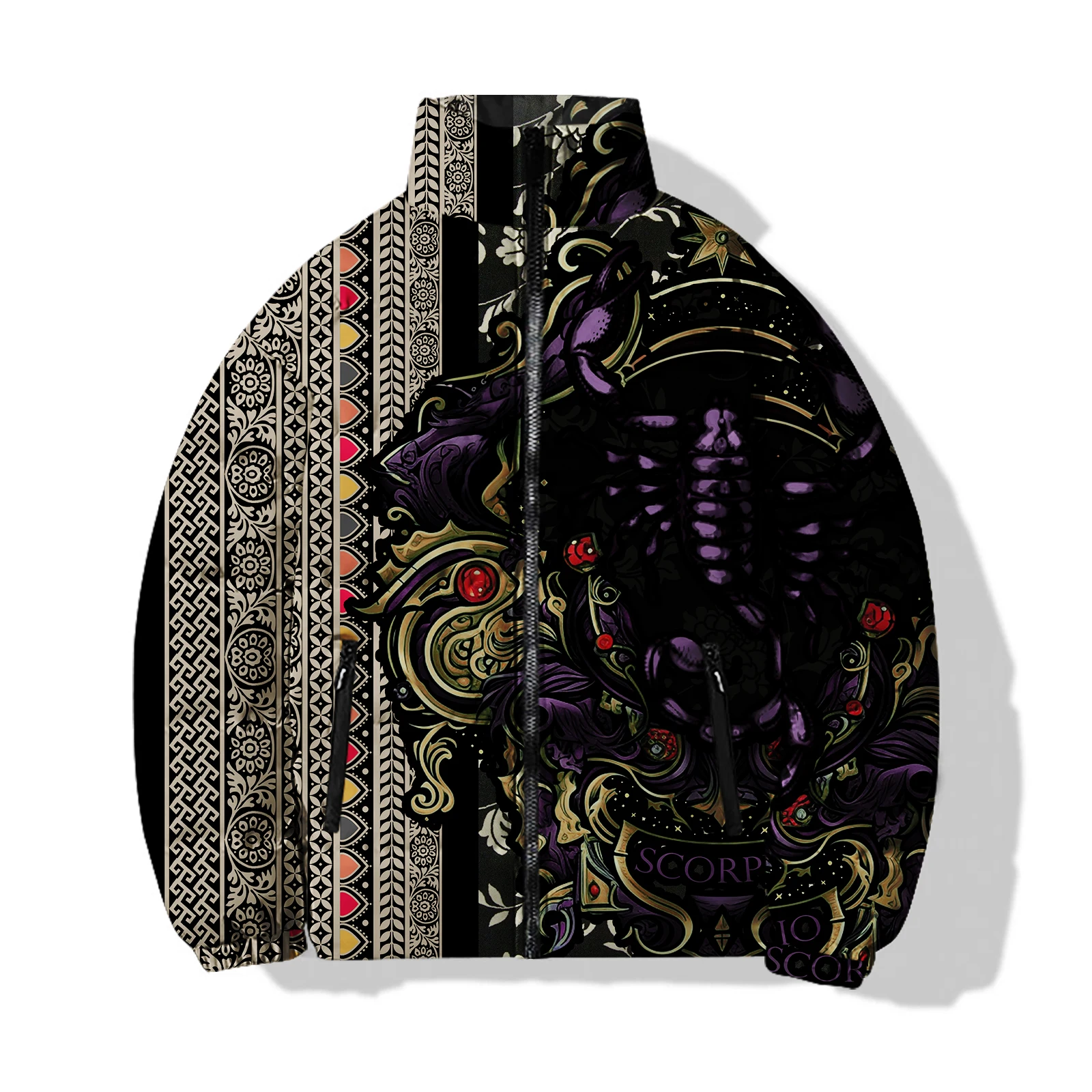 thumbnail image 1 of Chaqueta de invierno para hombre, chaqueta de moda, abrigo para hombre, chaqueta de algodón con estampados personalizados de hojas y radio, ropa holgada de algodón, 1 of 4