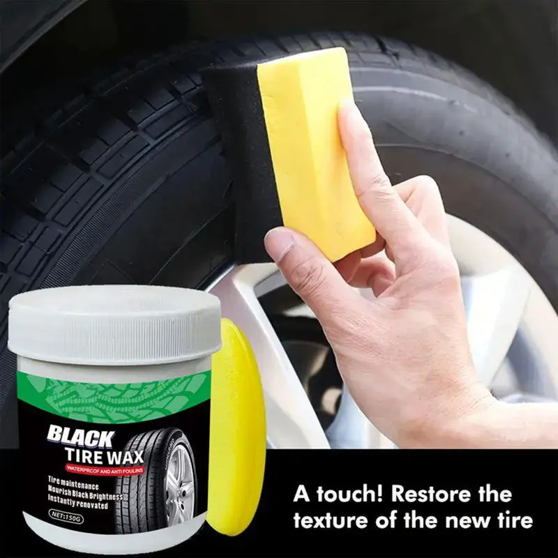 150g Tire Coating Paste Creative Car Tire Retreading Cleaning Cream Car Maintenance Brightener Agent Shiny Polishing Tools