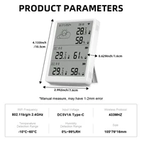 Tuya WiFi Weather Station Smart Thermohygrometer Kit WiFi Gateway&Outdoor IP65 Waterproof 433mhz Thermohygrometer with App Alert - Image 6