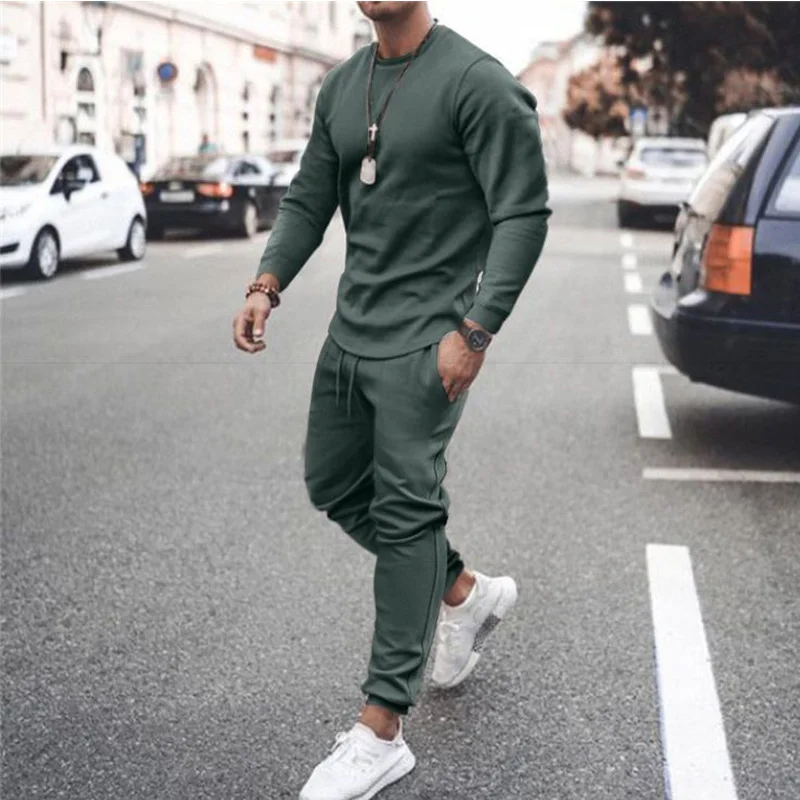 2024 New Summer Loose Casual Knitting Retro Solid Color Men's Wear Handsome O Neck Long Sleeve Suit Chic Y2K Folds Tops