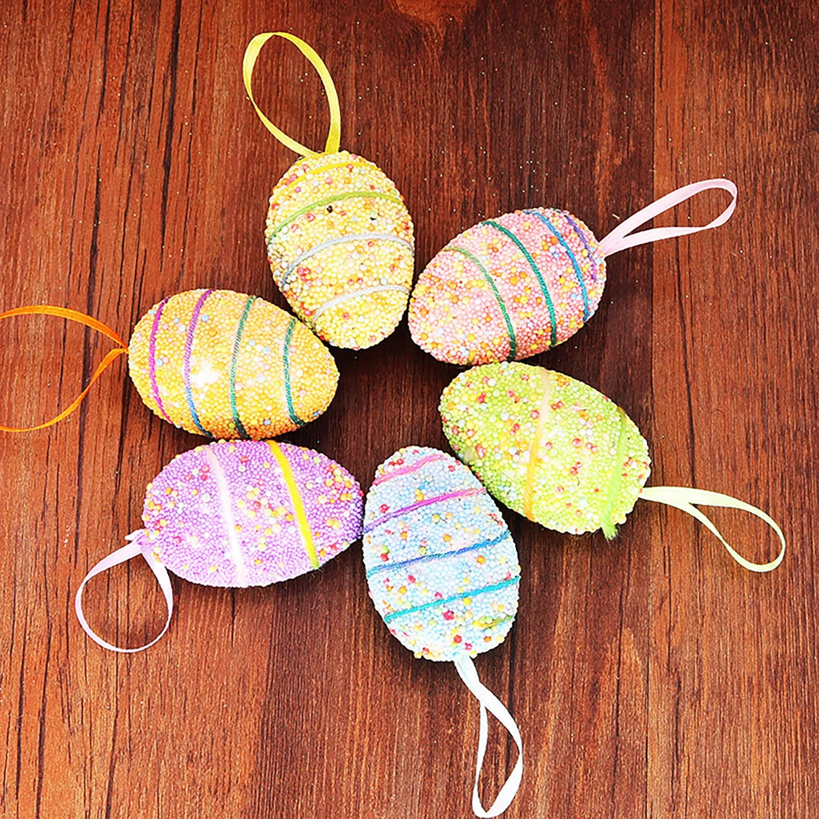 6pc Foam Easter Eggs Happy Party Decorations for Home Colorful Bunny Bird Egg Hanging Ornament DIY Craft Kids Gifts Toy |