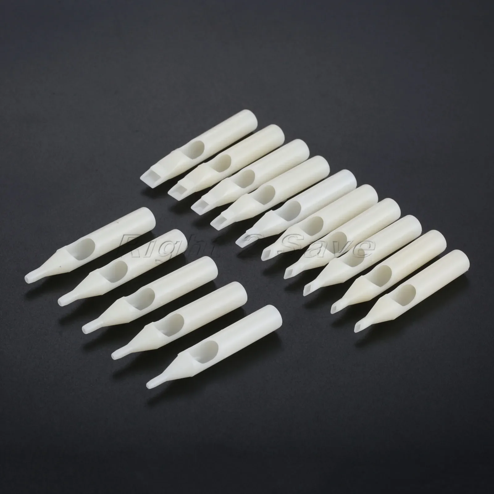50pcs Tattoo Needle Tip Disposable Cap Nozzles Tube Round Flat Mouth Plastic 3D 5D 7D 9D 11D Tattoo Supplies Professional Tools