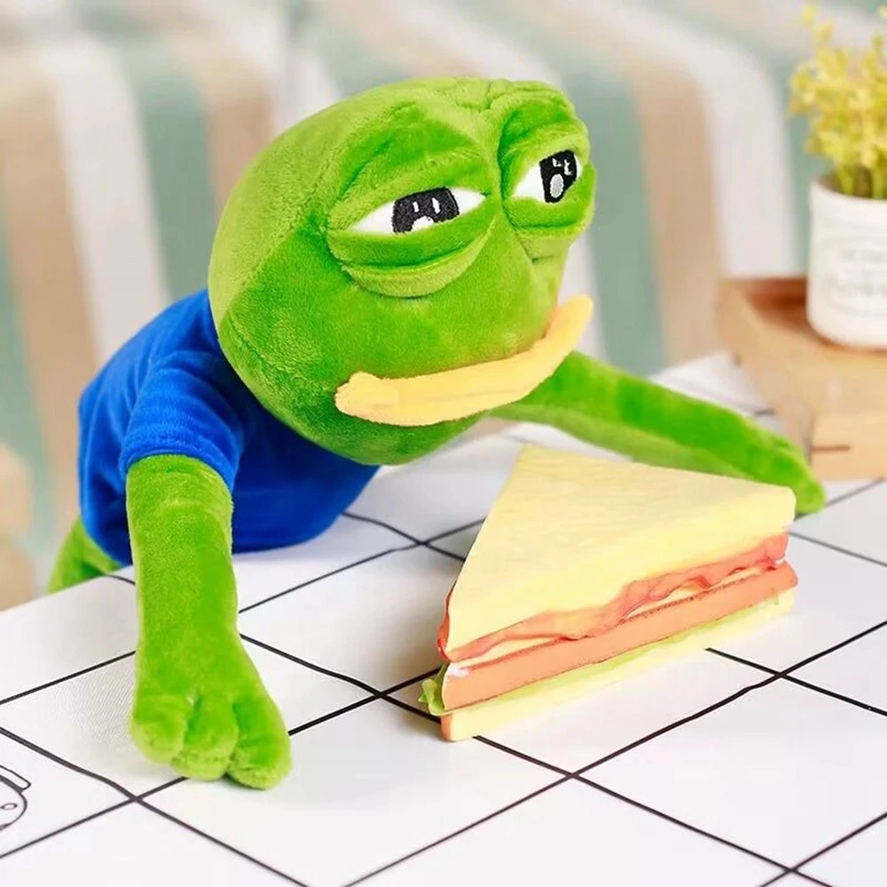 부드러운 봉제 인형 장난감, 마술 표현 페페, 슬픈 개구리 동물 봉제 인형, 여아 남아용 생일 선물, 45cm