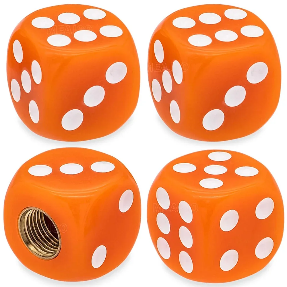 Set of 4 Waterproof Dice Design Tire Valve Stem Caps - Durable Universal Wheel Covers