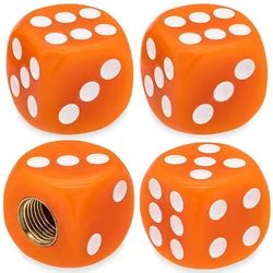 Set of 4 Waterproof Dice Design Tire Valve Stem Caps - Durable Universal Wheel Covers (Orange)