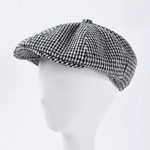 Cappelli da Newsboy scozzesi pied de poule di moda per uomo cappelli da  berretto francese Ivy Flat Top in Nylon Beckham - AliExpress