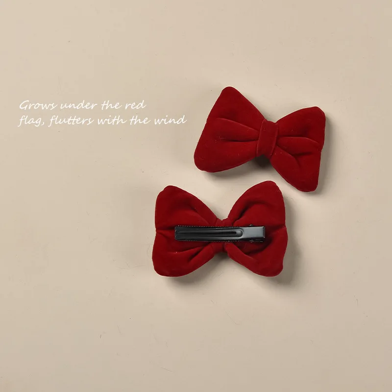 2pcs Red Velvet Girls Bow Hairpin Children's New Year's Cute Hairpin Headwear Girls Kids Women Hair Accessories