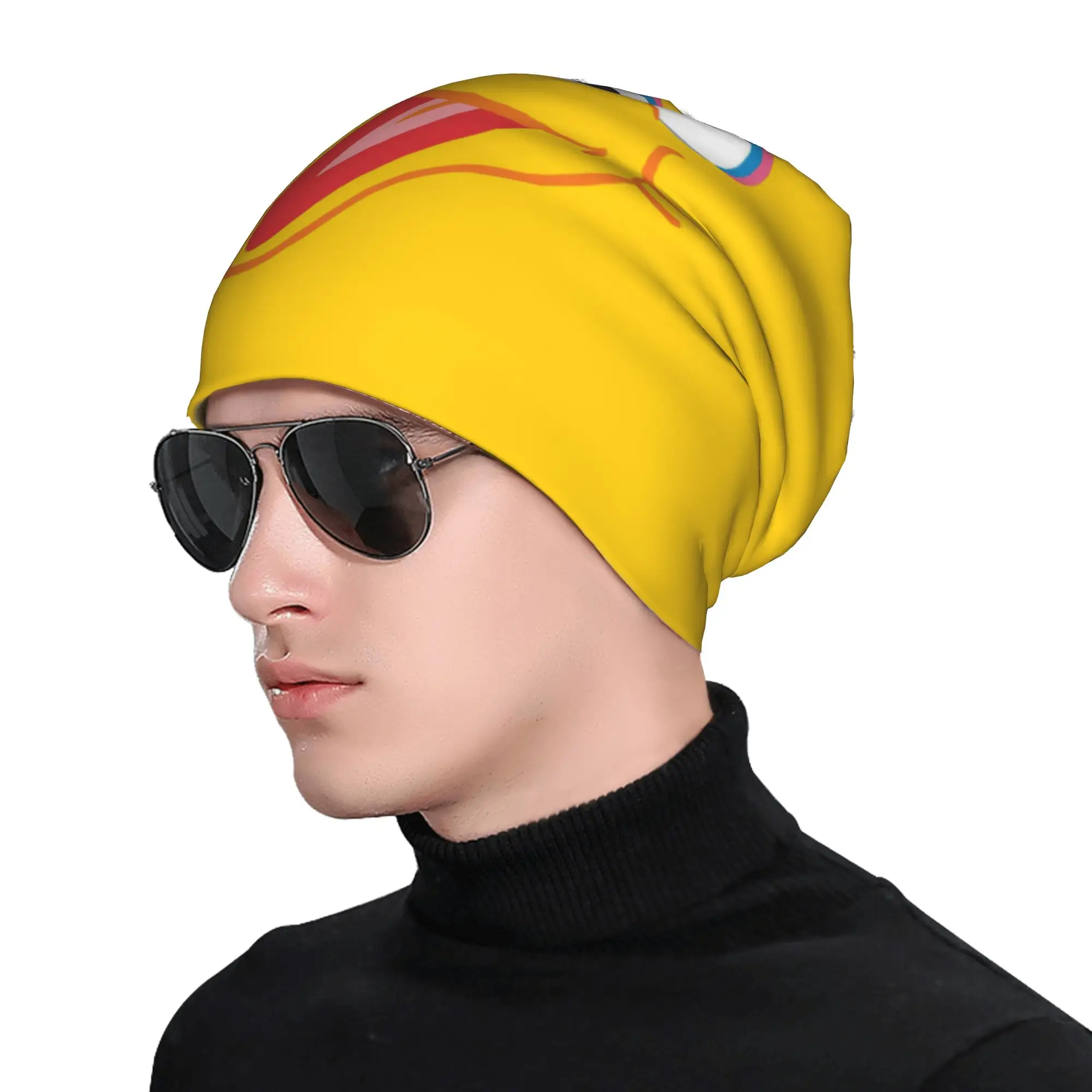BIG BIRD Gelbe Cartoon-Mützen Coole Herbst-Winter-Streetwear Skullies Beanies Hüte Sesamed Spring Warme Dual-Use Bonnet-Mützen – Detail 1