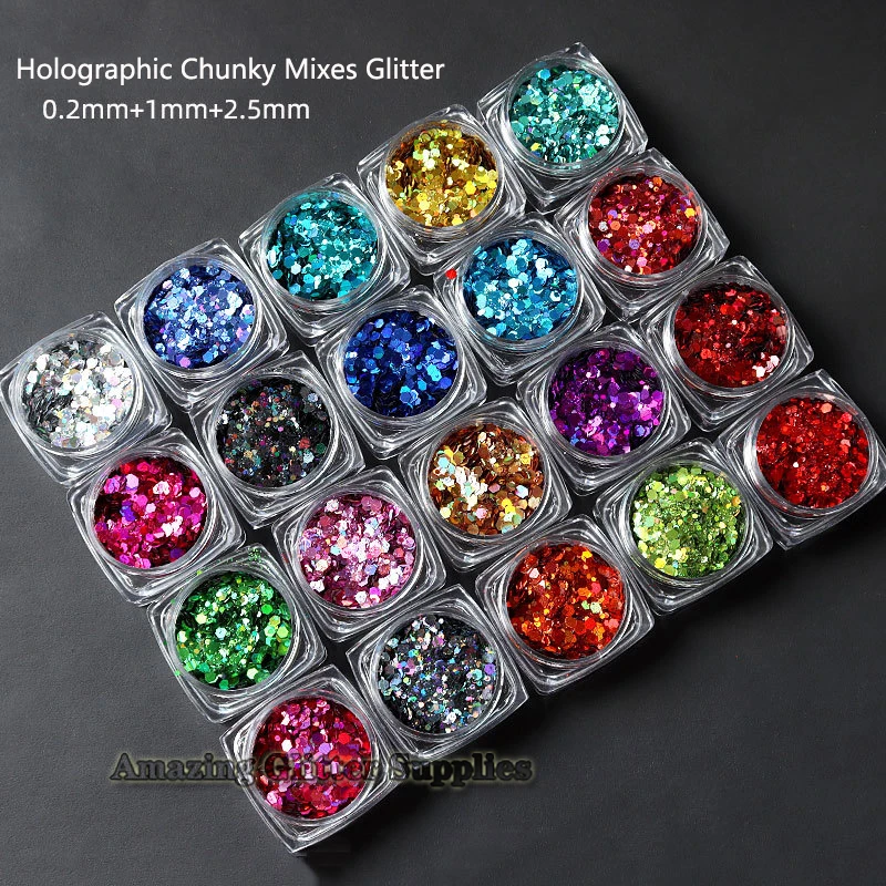 

10G/Bag Holographic Black Shiny Ultrathin Nail Glitter Mix Hexagon Bulk DIY Decoration for Gel Nail Supplies