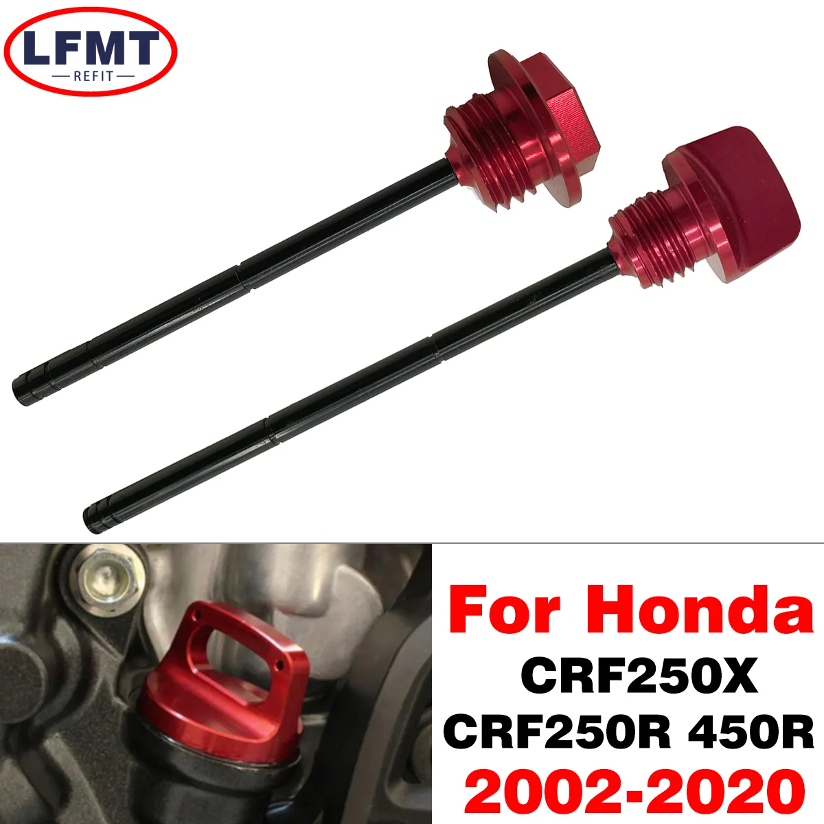 

Motorcycle Red Aluminum Oil Dipstick Gauge Plugs For HONDA CRF 250 450 R X CRF250R 2004-2009 CRF250X 2004-2016 CRF450R 2005-2016