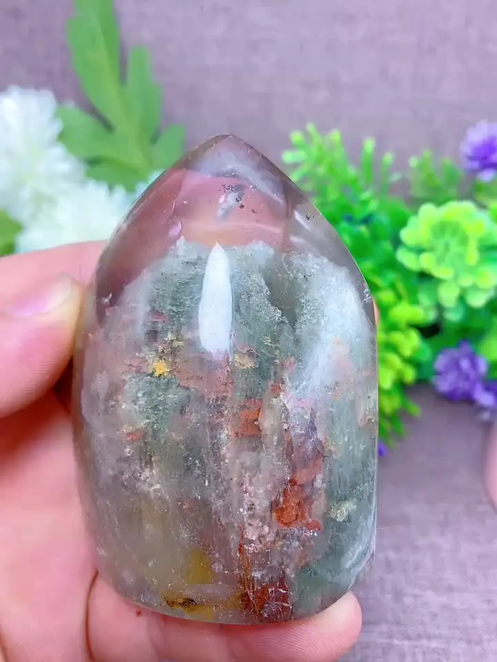 Природный кристалл садовый кварц без фантомов форма RainbowHome украшение минералы