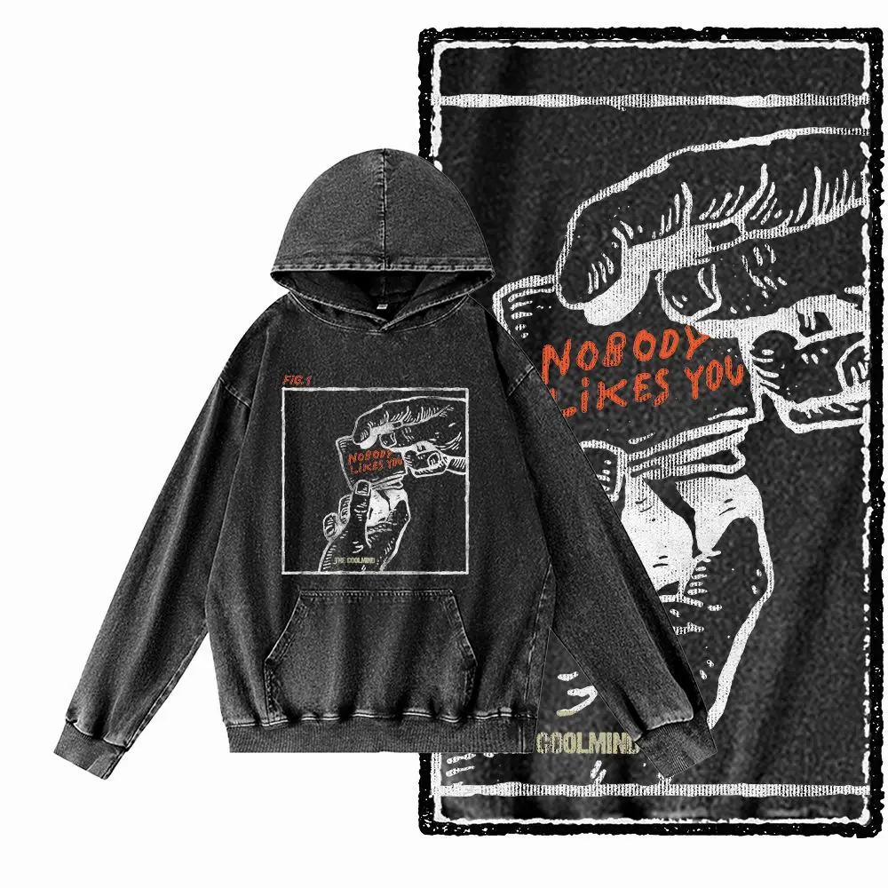 G09 Acid Washed Black Cotton Herren Streetwear Creative GraphicHoodies | Großer, cooler Vintage-Kapuzenpullover für Herren mit O-Ausschnitt – Detail 5
